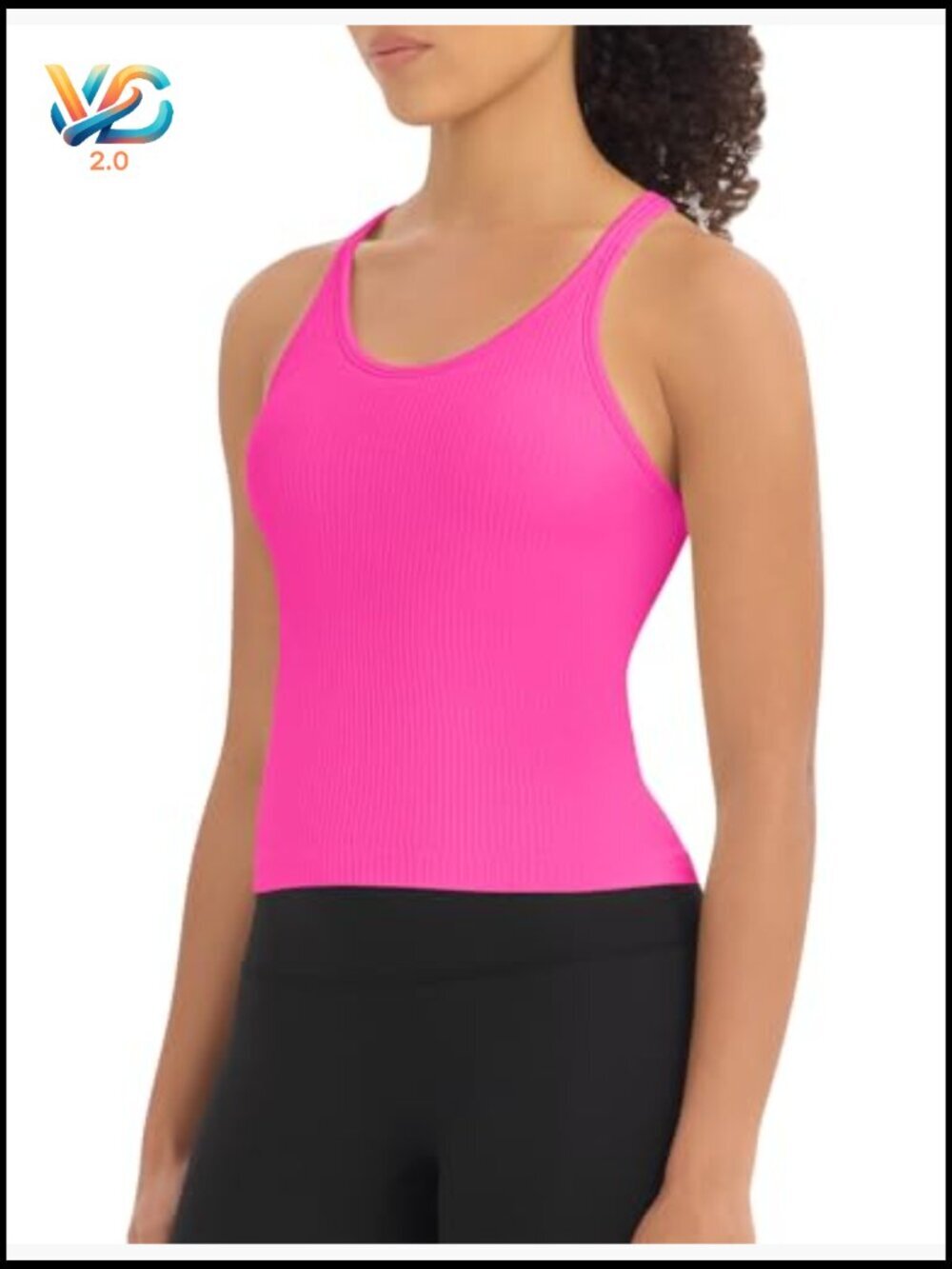Slim Fit Seamless Ribbed Crop Tank Tops with Built-in Bra for Women - Picture 4 of 7